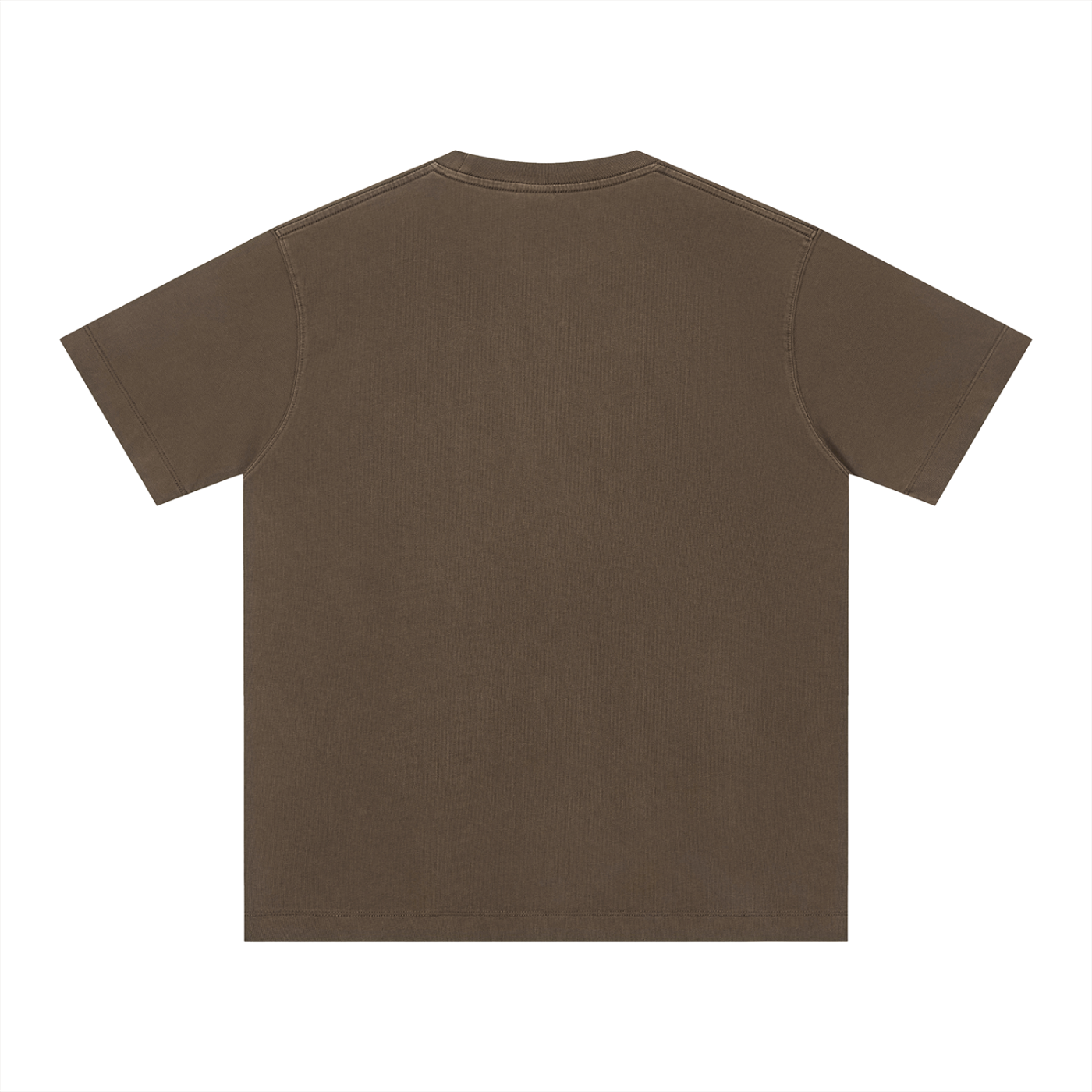 The Charleston Shirt, a plain brown unisex cotton t-shirt with a classic crew neck and loose fit, is shown laid flat with the back facing up on a white background. The short sleeve shirt has no visible designs or logos.